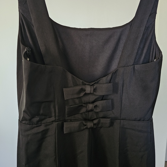 LULUS You're a Gift Black Satin Bow Back Mermaid Maxi Dress Small - Picture 5 of 5